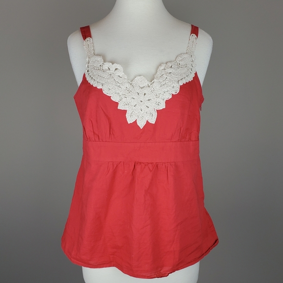 LOFT Tops - Loft Coral/Orange Crochet Sleeveless Top